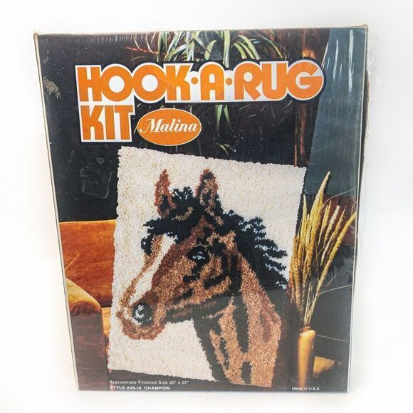 Vintage NIB Hook-A-Rug Champion Chestnut Horse Craft Kit - Picture 1 of 6